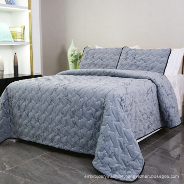 Foil printing velvet marbling design quilting bedspread set